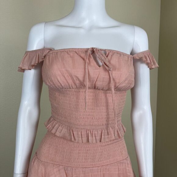 Tularosa Women Size XXS Pink Janine Mini Smocked Ruffle Dress Fairycore Festival - Picture 5 of 16